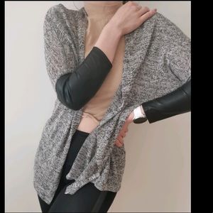 H&M Grey, Faux Leather Open-Front Cardigan/Sweater